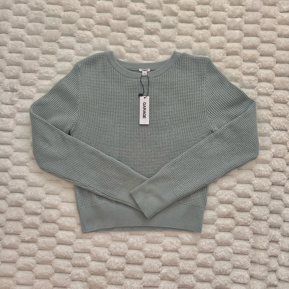Garage Light Green Crew Neck Sweater